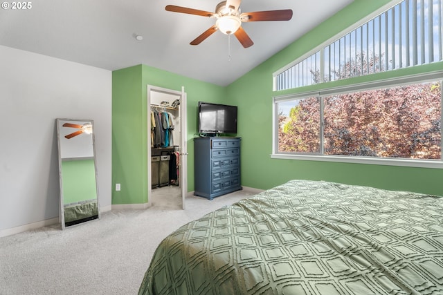 125 N 44th Pl, Ridgefield, WA 98642 - bedroom with vaulted ceiling, carpet flooring, a spacious closet, a closet, and a ceiling fan