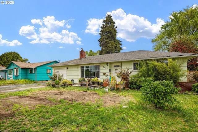3426 Royal Ave, Eugene, OR 97402 - ranch-style home with a garage and a chimney