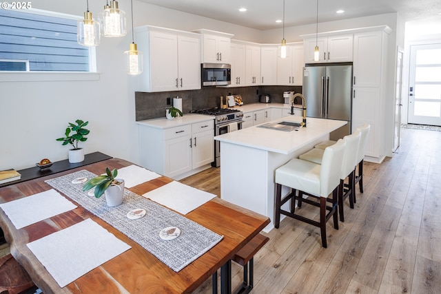 19386 Juniper Ct, Oregon City, OR 97045 - kitchen with a sink, decorative backsplash, premium appliances, and white cabinets