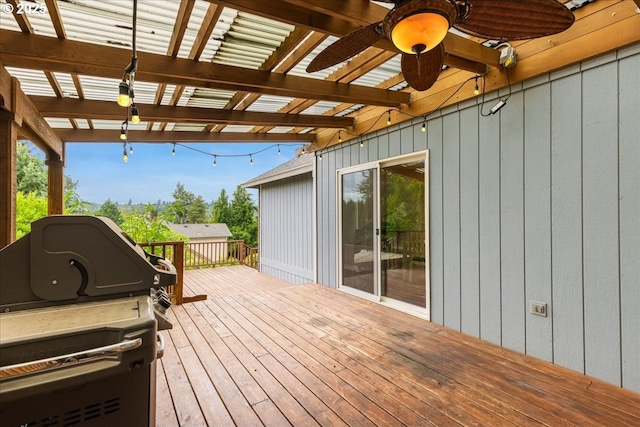 8311 Greenann Ct, Gladstone, OR 97027 - deck with a pergola, a grill, and a ceiling fan