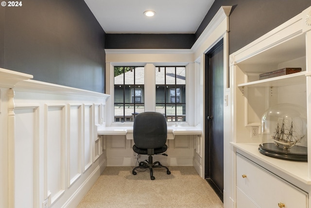 view of carpeted office space