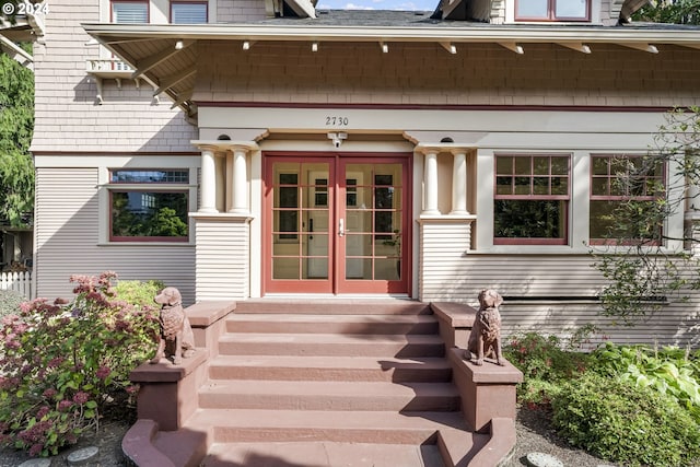 entrance to property with french doors