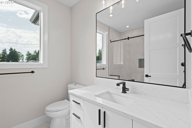 6803 NW 24th Ct, Vancouver, WA 98665 - full bath with vanity, tiled shower, and recessed lighting