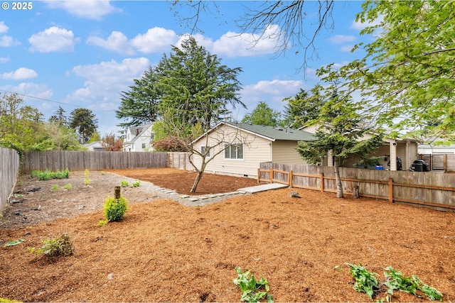 view of yard featuring a fenced backyard