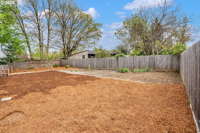 view of yard featuring a fenced backyard