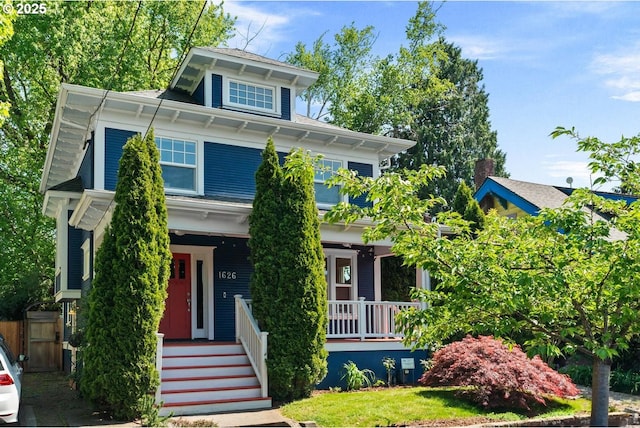 view of front facade featuring covered porch
