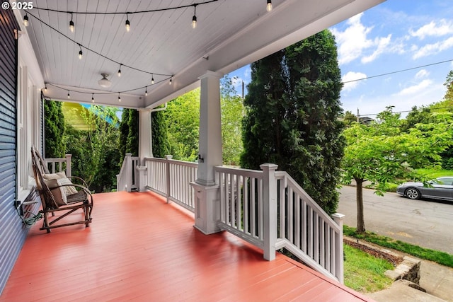 deck with a porch