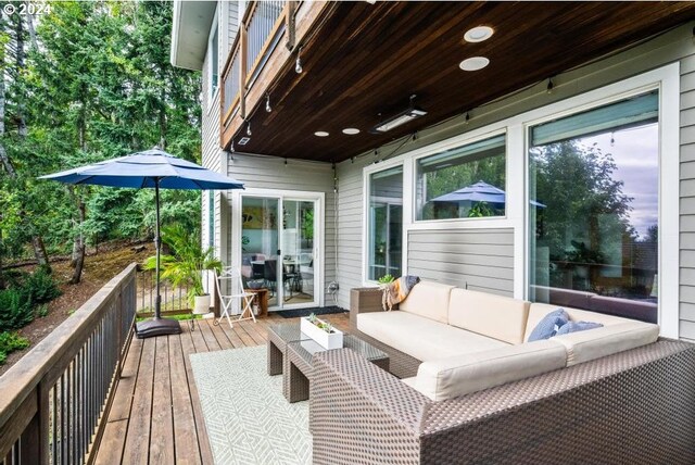 8427 NW Timber Ridge Ct, Portland, OR 97229 - deck with an outdoor hangout area