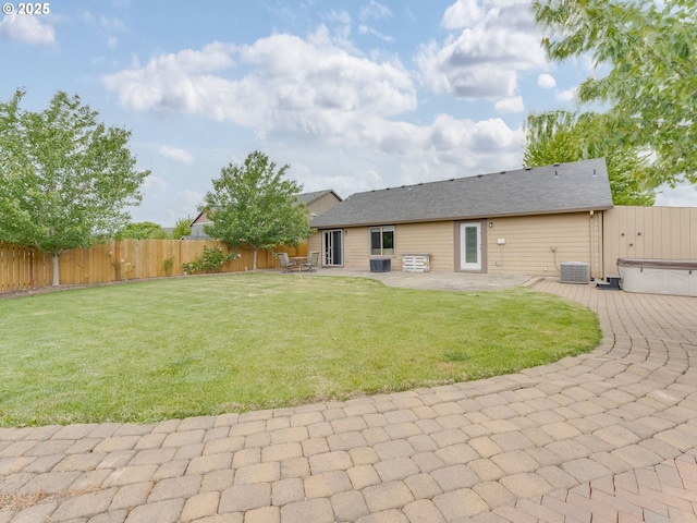 3190 Lily Ln, Mcminnville, OR 97128 - rear view of house featuring a hot tub, a patio, and cooling unit