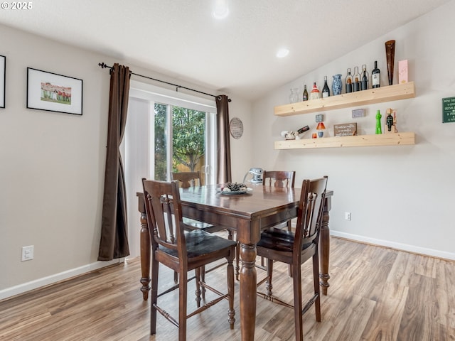 3190 Lily Ln, Mcminnville, OR 97128 - dining room with lofted ceiling, light wood-type flooring, baseboards, and recessed lighting