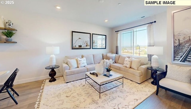 living room with wood-type flooring