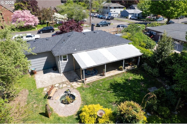 aerial view with a residential view