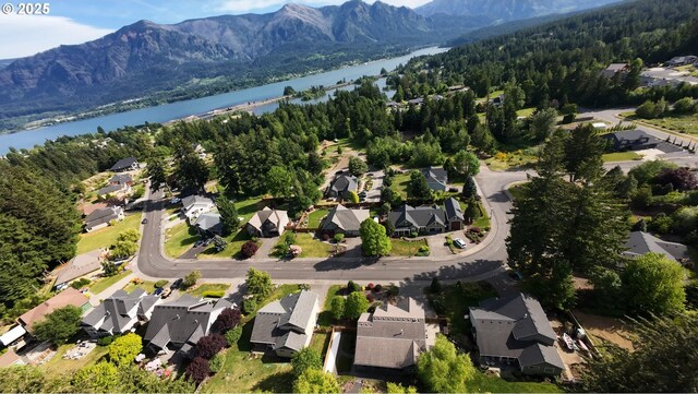899 NW Angel Heights Rd, Stevenson, WA 98648 - aerial overview of property's location with a water and mountain view and nearby suburban area