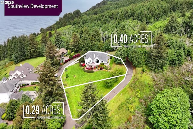90955 Southview Ln, Florence, OR 97439 - view from above of property with a forest and property boundaries highlighted