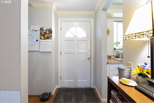 4635 Daisy St, Springfield, OR 97478 - foyer with crown molding, a textured wall, and plenty of natural light