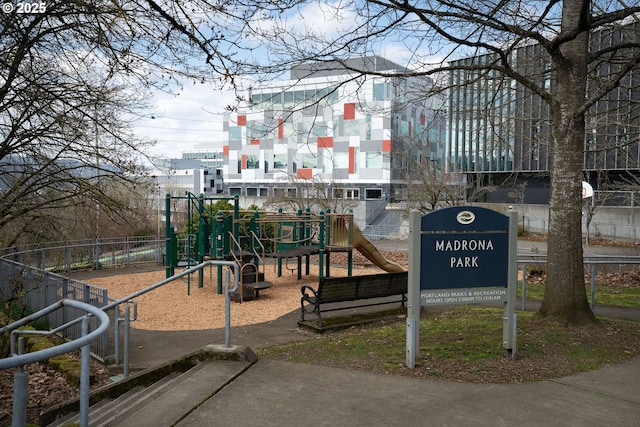 communal playground with fence