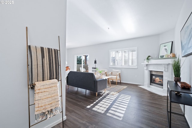 living room featuring dark hardwood / wood-style floors