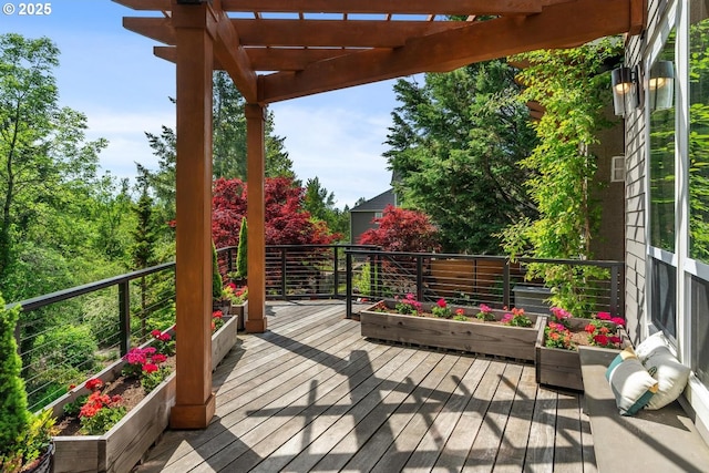 wooden deck with a pergola