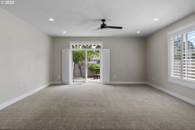 705 NW 25th Ave, Battle Ground, WA 98604 - carpeted empty room with a ceiling fan, recessed lighting, baseboards, and a textured ceiling