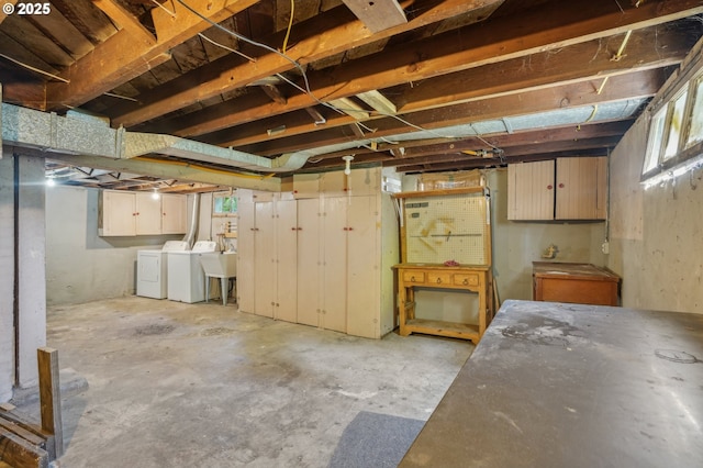 basement with independent washer and dryer