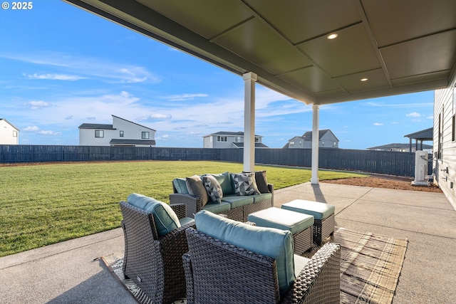 view of patio featuring an outdoor hangout area