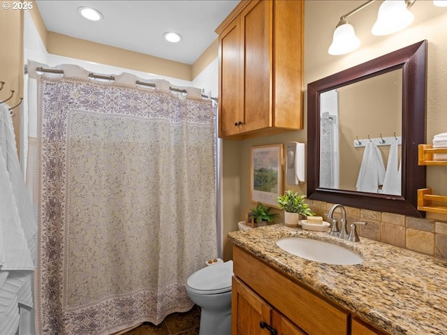 13283 NW Main St, Banks, OR 97106 - bathroom featuring vanity, toilet, and a shower with shower curtain