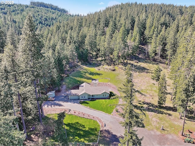 aerial view with a forest view