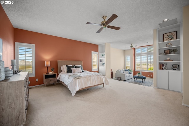 1421 SE 79th Ct, Vancouver, WA 98664 - bedroom featuring light carpet, a textured ceiling, and a ceiling fan
