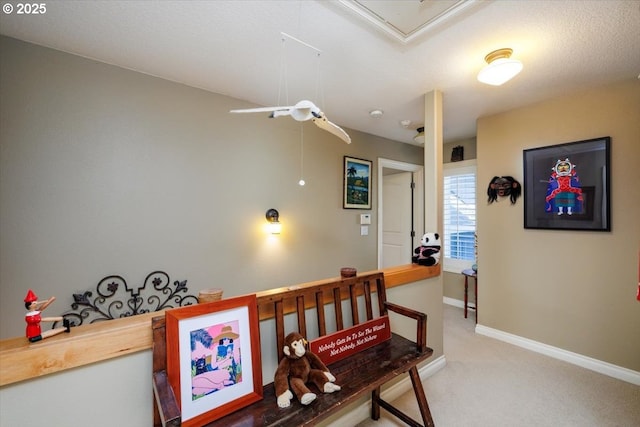 725 E Ave, Lake Oswego, OR 97034 - hall featuring attic access, carpet, baseboards, and an upstairs landing