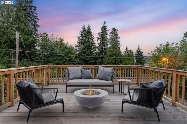 123 Scenic View Dr, Longview, WA 98632 - deck with an outdoor living space with a fire pit