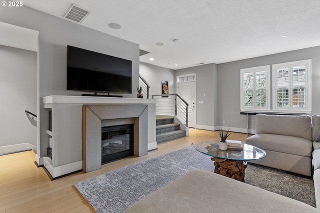 living room with light wood-type flooring