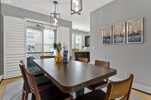 dining room with light hardwood / wood-style floors