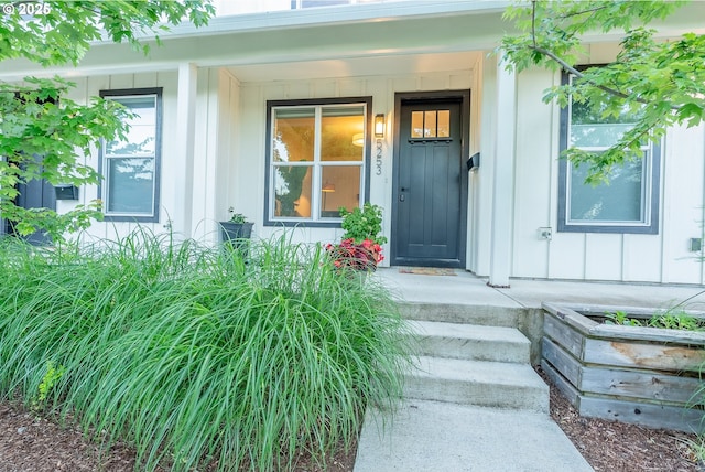 5253 NE 32nd Pl, Portland, OR 97211 - property entrance featuring board and batten siding
