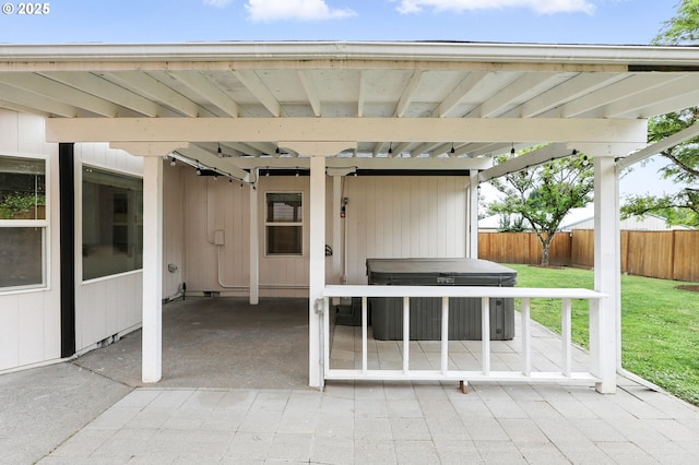 59673 Oak Ridge St, Saint Helens, OR 97051 - view of patio / terrace with a hot tub and an attached carport