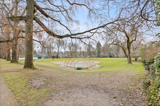 view of community featuring a lawn