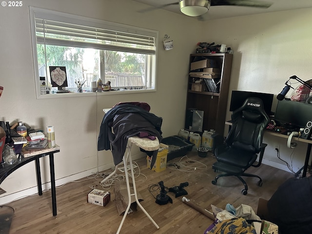 2126 SE 162nd Ave, Portland, OR 97233 - office area featuring wood finished floors and ceiling fan