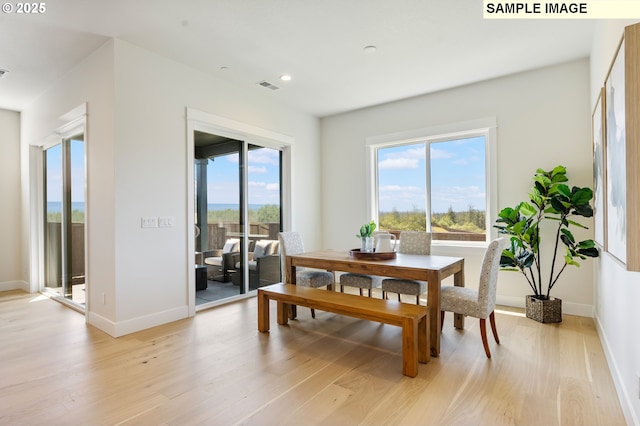 dining room featuring light hardwood / wood-style flooring