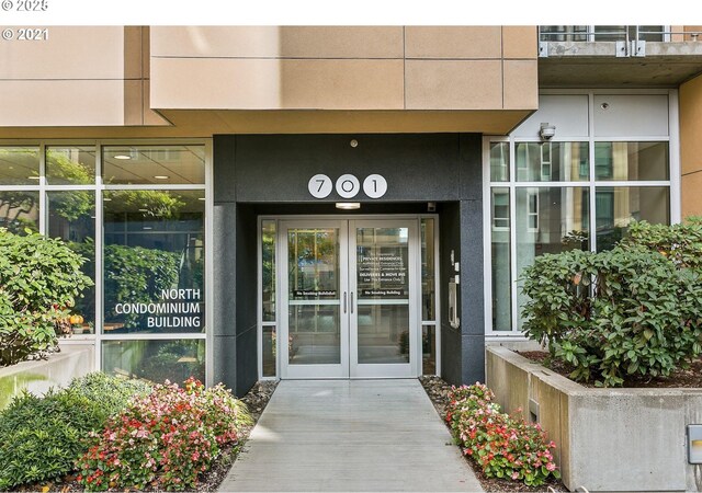 view of exterior entry with french doors