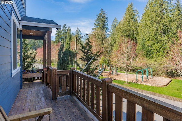 35908 Chinook St, Sandy, OR 97055 - wooden terrace featuring a playground