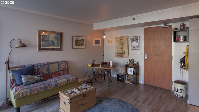 533 NE Holladay St Unit 308, Portland, OR 97232 - living room featuring wood finished floors and baseboards