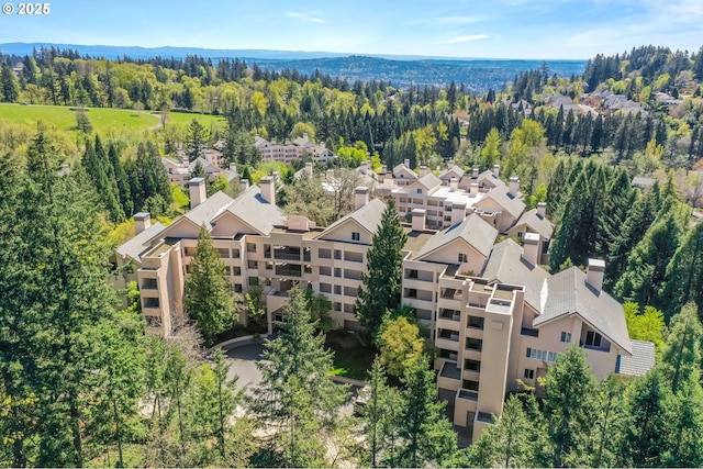 aerial view with a forest view
