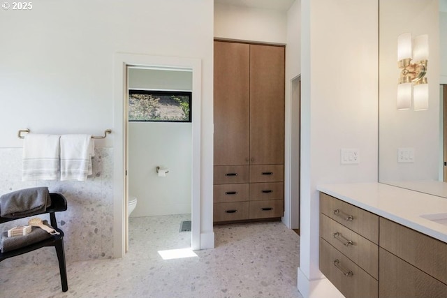 bathroom with toilet and vanity