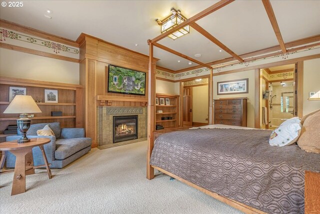 13150 SW Iron Mountain Blvd, Portland, OR 97219 - bedroom with carpet flooring and a fireplace