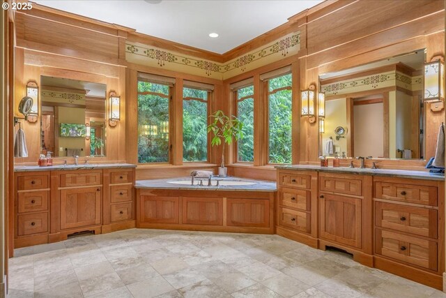 13150 SW Iron Mountain Blvd, Portland, OR 97219 - full bath featuring vanity, healthy amount of natural light, and a garden tub