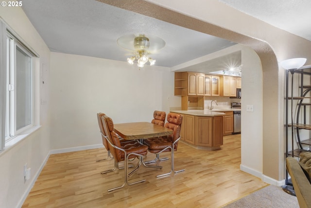 1621 NE 113th St Unit 132, Vancouver, WA 98686 - dining room with light wood-style flooring, baseboards, a textured ceiling, and ceiling fan