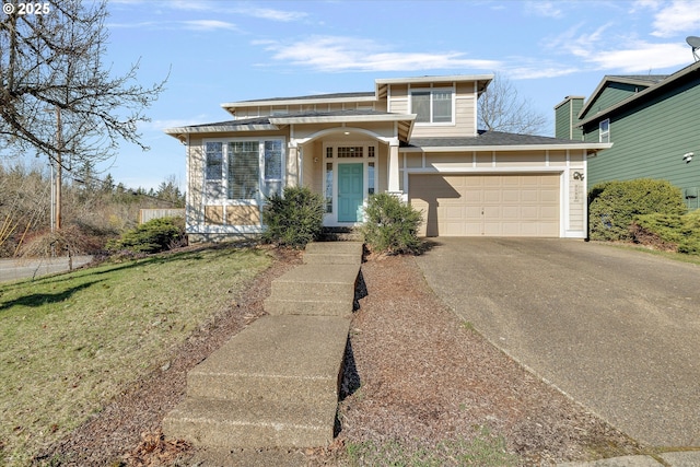 view of front of house featuring a front yard and concrete driveway