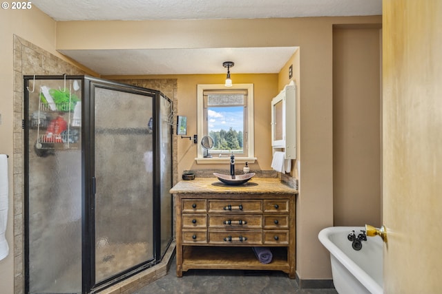 28272 S Hult Rd, Beavercreek, OR 97004 - bathroom with a shower stall, vanity, and a freestanding bath