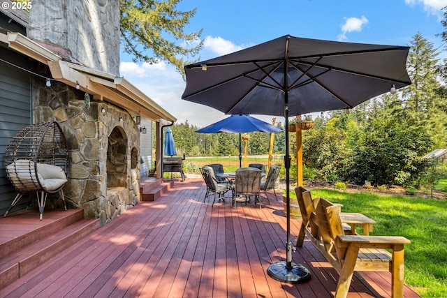 28272 S Hult Rd, Beavercreek, OR 97004 - wooden deck featuring outdoor dining area