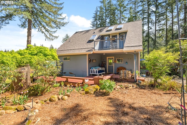 28272 S Hult Rd, Beavercreek, OR 97004 - back of property featuring a balcony, a deck, and roof with shingles