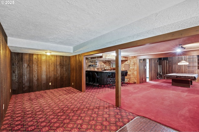233 SE Paloma Ave, Gresham, OR 97080 - finished basement with a textured ceiling, wood walls, bar, carpet, and billiards